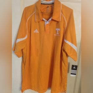 ADIDAS MENS UT VOL ORANGE & WHITE 3 BUTTON POLO SHIRT WITH CLIMACOOL. New w/tag.